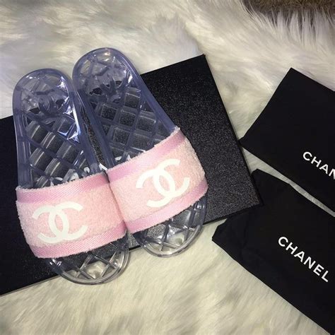 chanel fur slides|chanel clear pool slides.